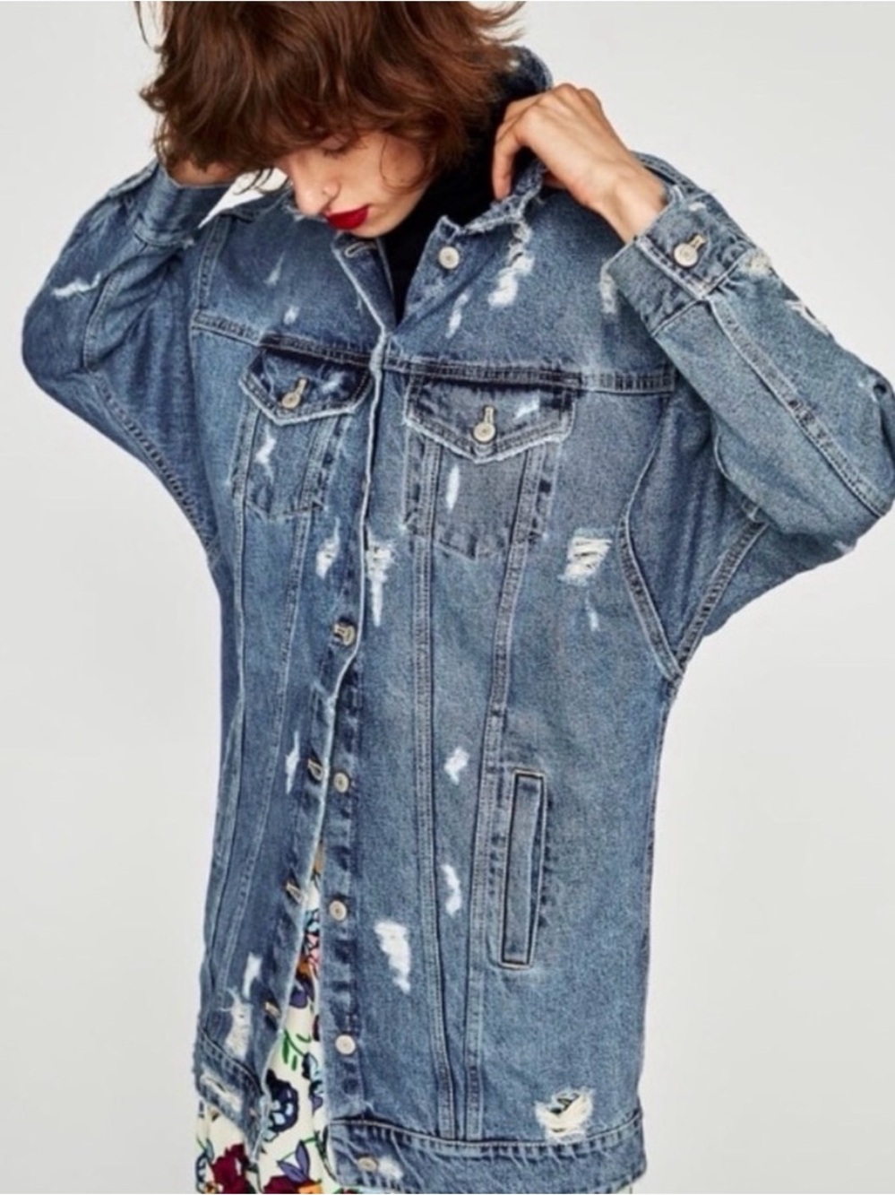 Zara Oversized Blue Denim Jacket